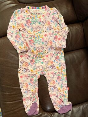 Magnetic Me Pink Floral Footed One-Piece Baby Romper